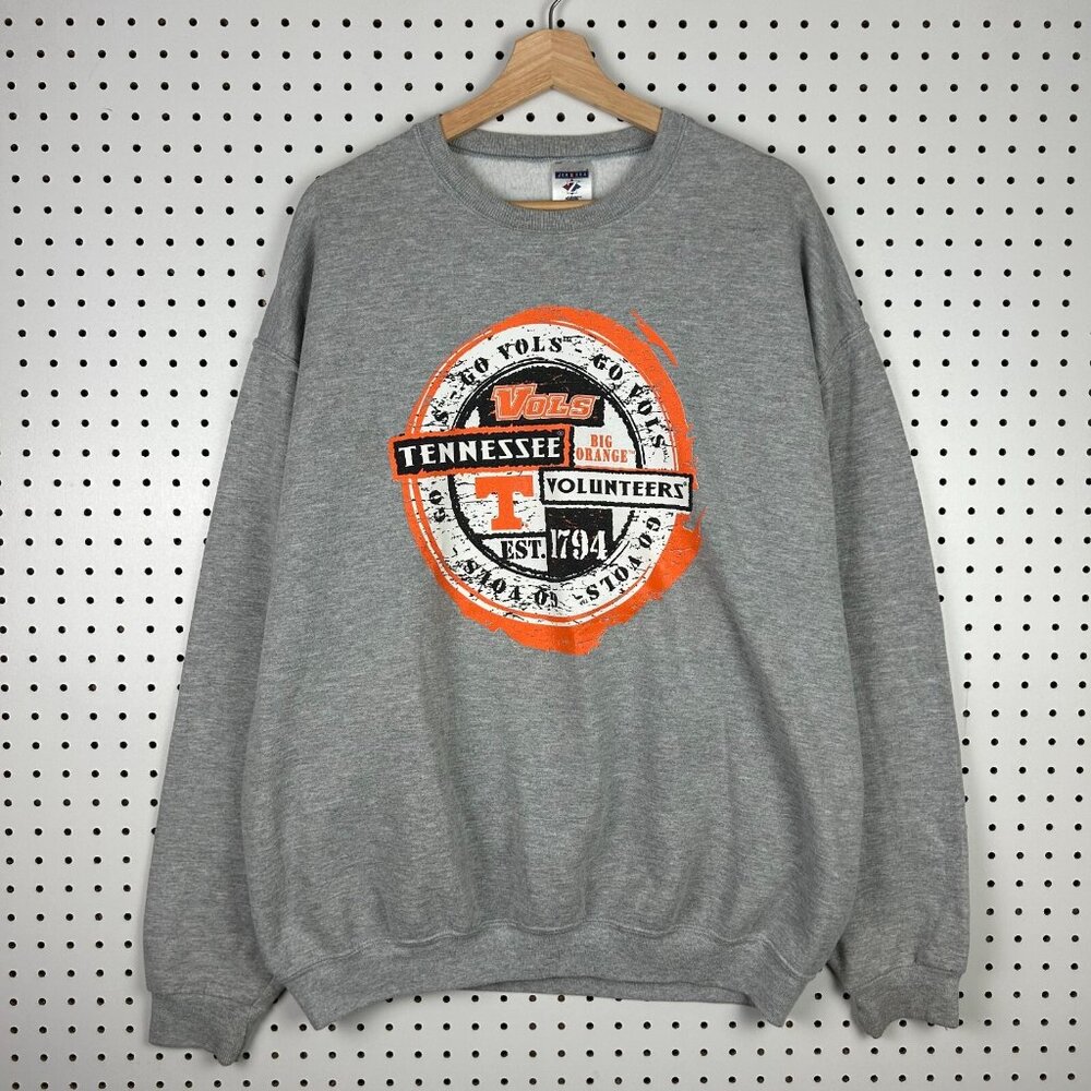Tennessee Volunteers Vols Crewneck Sweatshirt XL Gray Orange Graphic Y2K Vintage